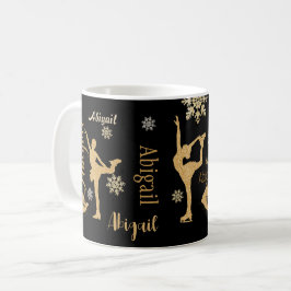 Taza De Café "Figue Skating", siluetas doradas personalizadas M
