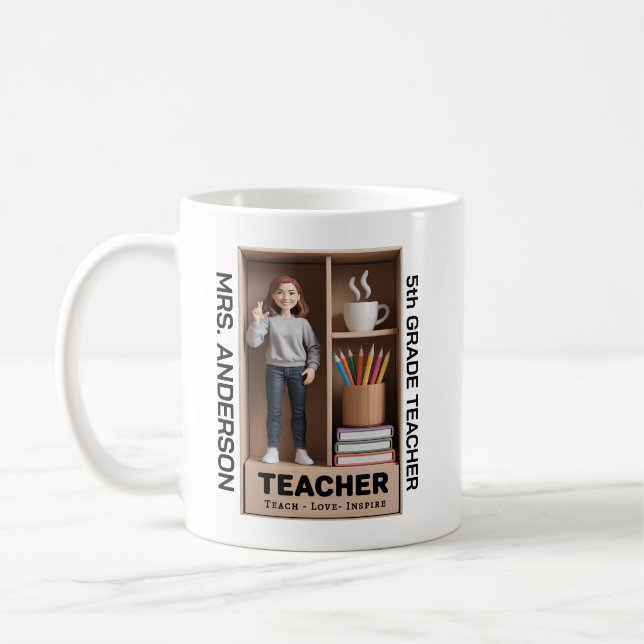 Taza De Café Figura de acción docente Estilo de muñeca en caja  (Izquierda)