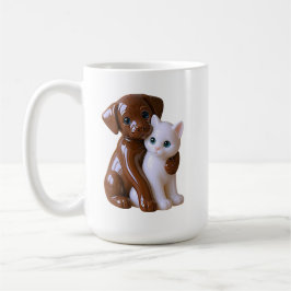 Taza De Café Figura de gato y perro estilo figurita