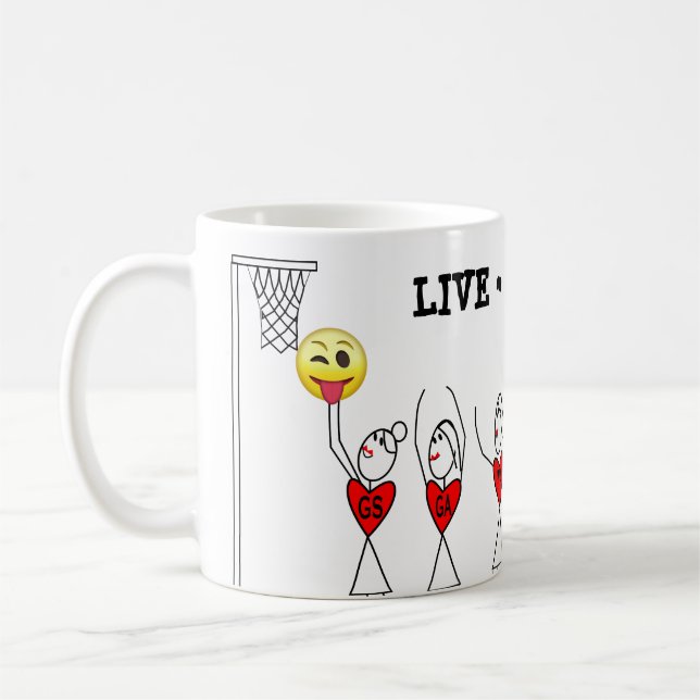Taza De Café Figura Netball del palillo de la diversión de los (Izquierda)