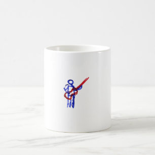Taza De Café Figura rojo y azul del esquema del bajista