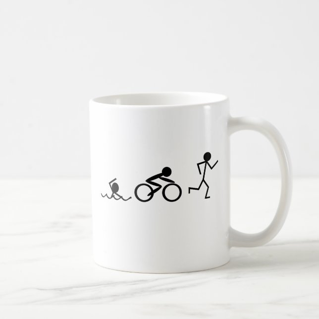 Taza De Café Figuras del palillo del Triathlon (Derecha)