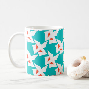 Taza De Café Figuras geométricas abstractas turquesa con naranj