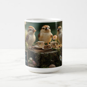 Taza De Café Figuritas de pájaros en miniatura que tienen una f