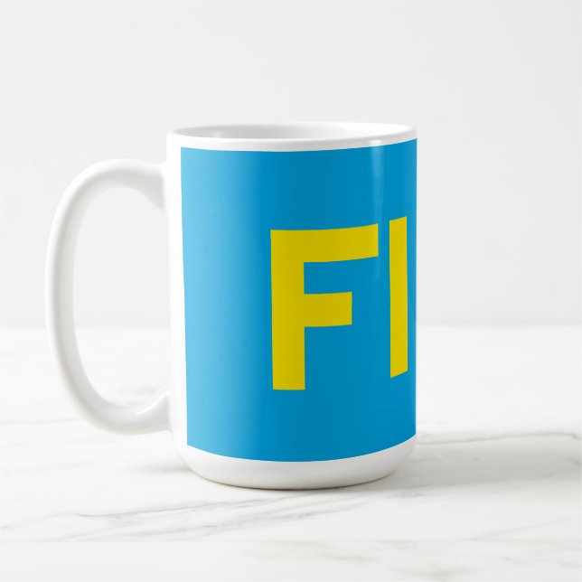 Taza De Café FIKA Negrita Amarillo y Azul (Izquierda)