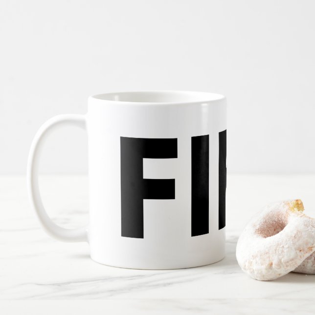 Taza De Café FIKA Negrita negro y blanco (Con donut)