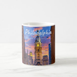 Taza De Café Filadelfia, EE. UU. - Ayuntamiento Silueta al Atar