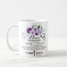 Taza De Café Filipenses 4:6-7 Escritura Flores moradas