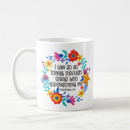 Taza De Café Filipinas 4:13 Biblia Escritura Folk Art Floral