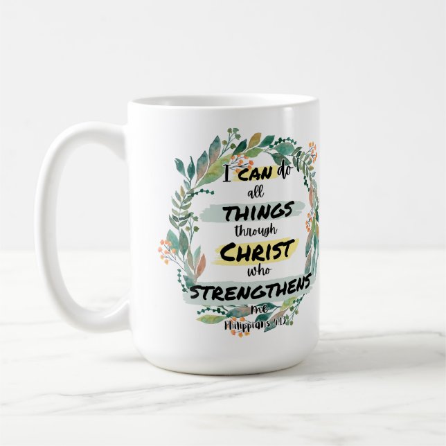Taza De Café Filipinas 4:13 Biblia Verse Quote (Izquierda)