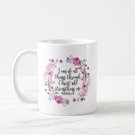 Taza De Café Filipinas 4:13 Escritura bíblica rosa y púrpura