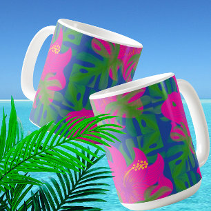 Taza De Café Filodendro de Hibisco Tropical Tropical 