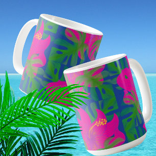 Taza De Café Filodendro de Hibisco Tropical Tropical 