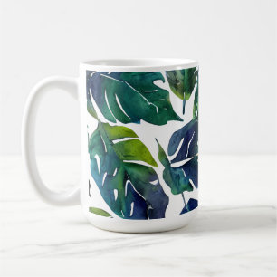 Taza De Café Filología verde y azul filodendrón Botánico