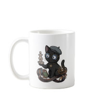 Filósofo del Arte Escultor de Gato Negro con Siste