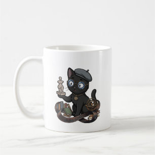 Taza De Café Filósofo del Arte Escultor de Gato Negro con Siste