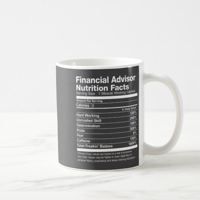 Taza De Café Financial Advisor Nutrition Facts List Funny  (Derecha)