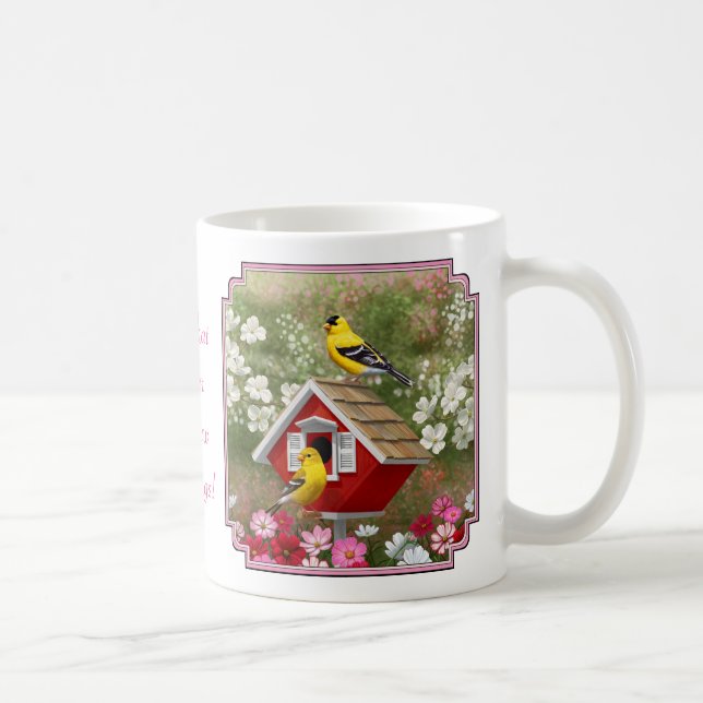 Taza De Café Finches de oro y matorral (Derecha)