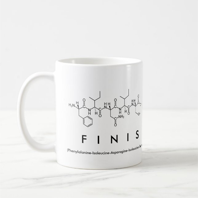 Taza De Café Finis peptide name mug (Izquierda)