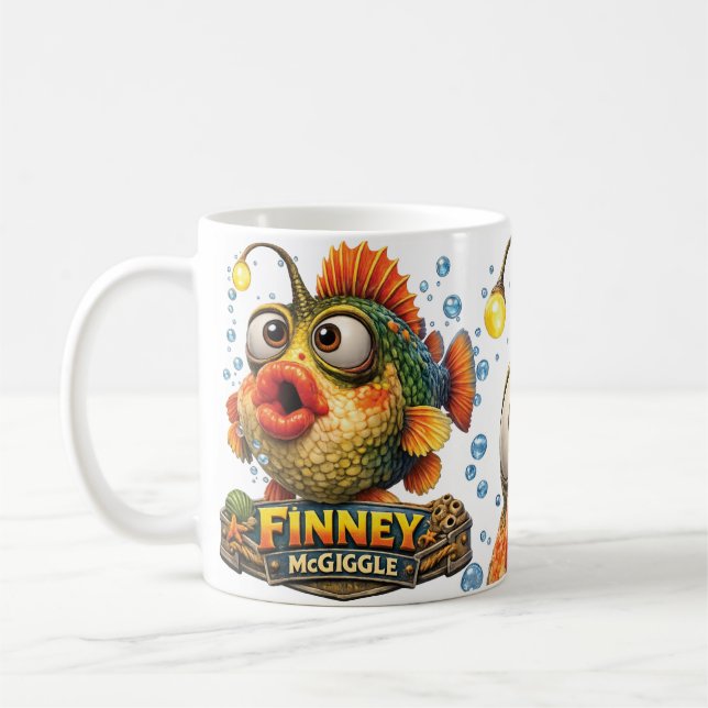 Taza De Café Finney McGiggle Funny Corky Fish (Izquierda)
