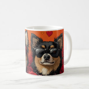 Taza De Café Finnish Lapphund con rosas del corazón día de San 