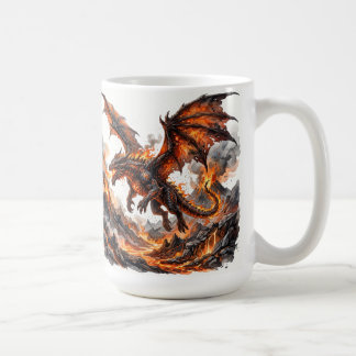 Taza De Café Fire Dragon Mug | Flaming Dragon Accent Coffee Mug