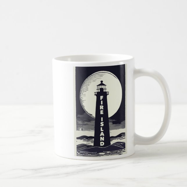 Taza De Café Fire Island Lighthouse New York Moon  (Derecha)