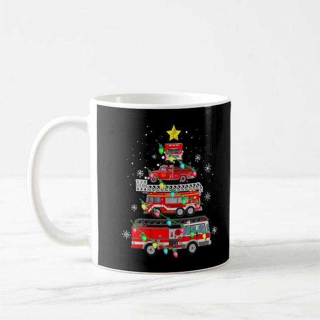 Taza De Café Firefighter Fire Truck Christmas Tree Xmas T-Shirt (Izquierda)