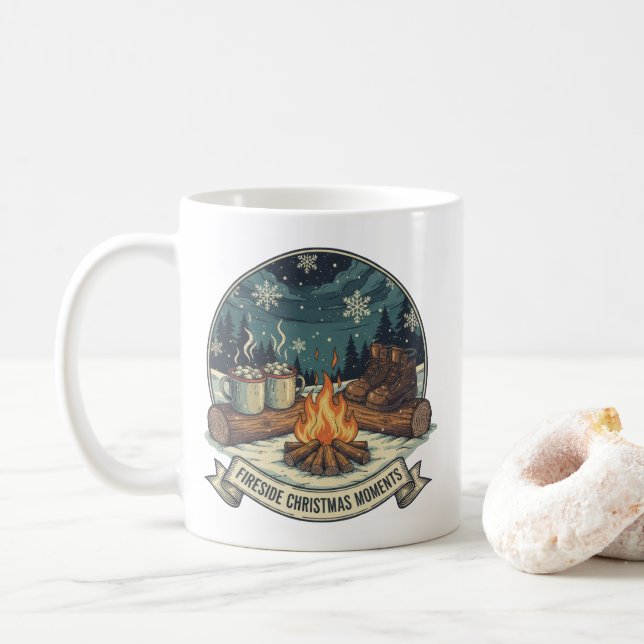 Taza De Café Fireside Navidades Moments Camping Scene (Con donut)