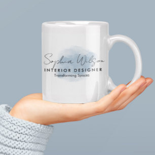 Taza De Café Firma de Acuarela Profesional y Elegante para Nego