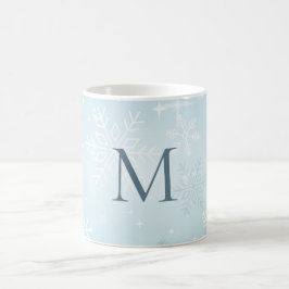 Taza De Café Firma de copo de nieve azul Icy