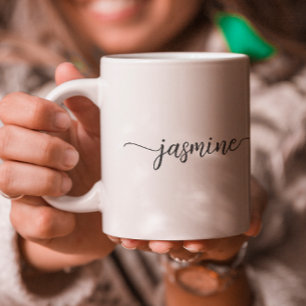 Taza De Café Firma de nombre de monograma blanco con estilo