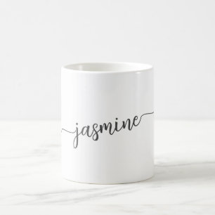 Taza De Café Firma de nombre de monograma blanco elegante