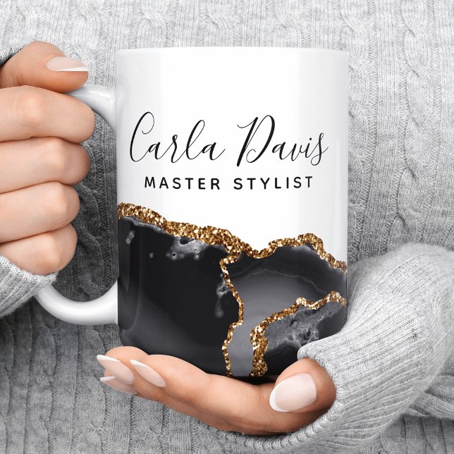 Taza De Café Firma Script Agitar Salón De Mármol Negro Y Oro (Subido por el creador)