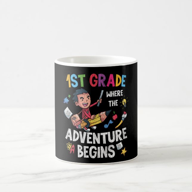 Taza De Café First 1st Grade Adventure School Teacher Kids Boys (Centro)