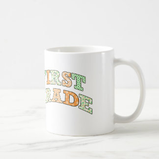 Taza De Café First Grade Retro Custom Name Two-Tone Coffee Mug