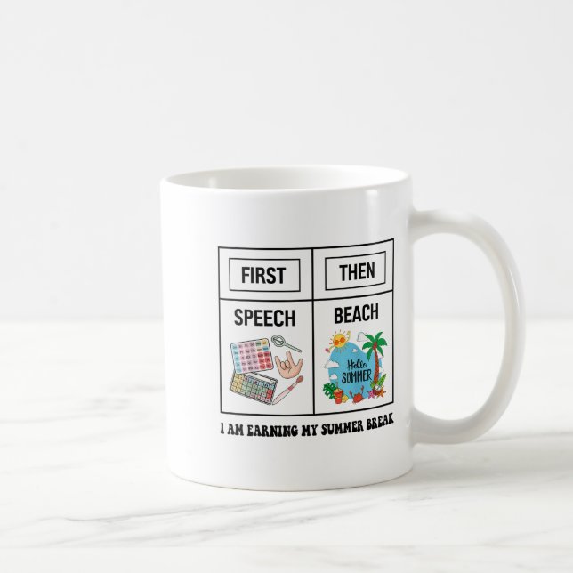 Taza De Café First Speech Then Beach Funny Speech Therapy Summe (Derecha)