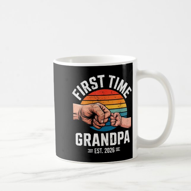 Taza De Café First Time Grandpa Est 2026 Baby Announcement Grea (Derecha)