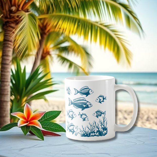 Taza De Café Fish Under Water-Fisherman Style Trend (Fishes Fisherman Trend Beach Summer Mug)