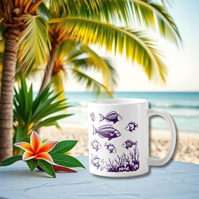 Taza De Café Fish Under Water-Fisherman Style Trend (Fishes Fisherman Trend Beach Summer Mug)