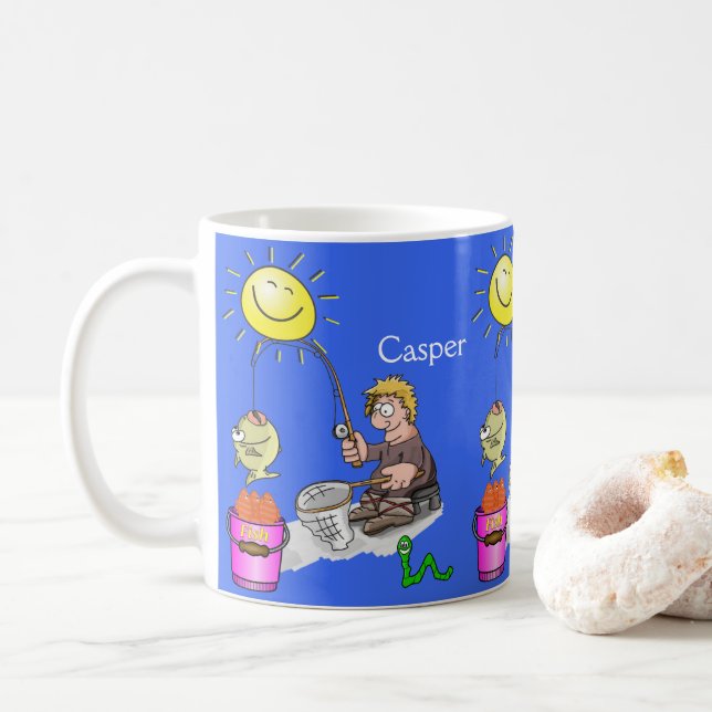 Taza De Café Fisherman Fish Blue Mug (Con donut)
