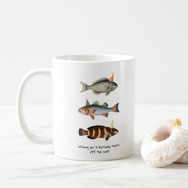 Taza De Café Fisherman Fish Gorra Fun Cumpleaños (Con donut)