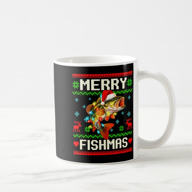 Taza De Café Fishing B Fish Merry Fishmas Fisherman Ugly Christ (Derecha)