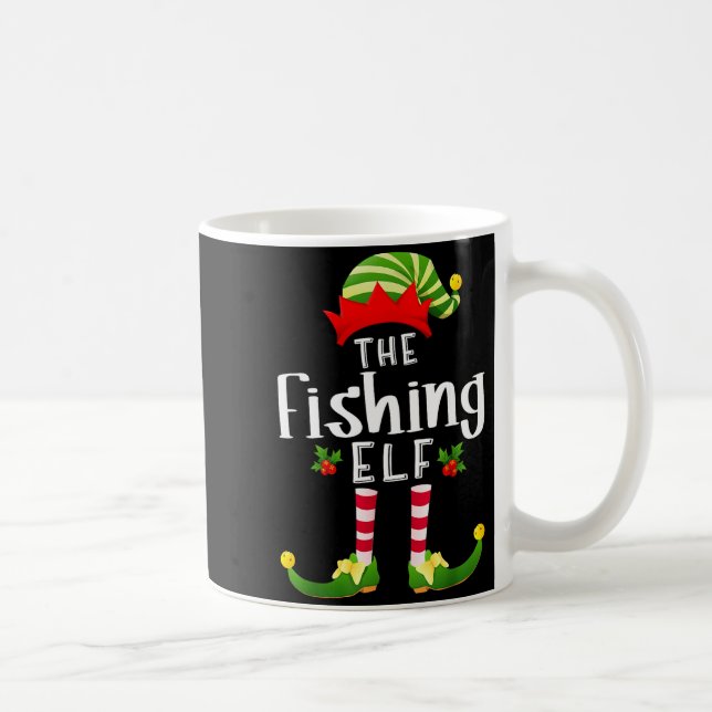 Taza De Café Fishing Christmas Elf Matching Pajama X-mas Party  (Derecha)