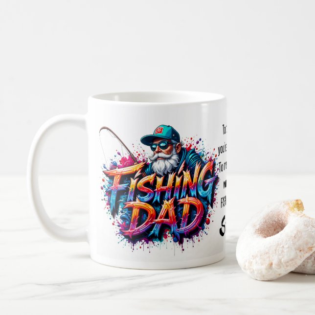Taza De Café Fishing Dad Fisherman Graffiti Quote (Con donut)