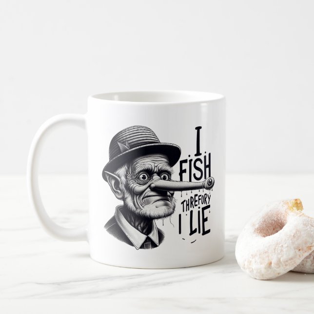 Taza De Café Fishing Lie Joke Mug (Con donut)