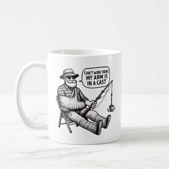 Taza De Café Fishing Pun Mug – Arm’s in a Cast (Izquierda)