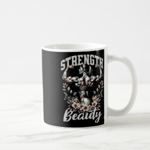 Taza De Café Física Femenina Y Fuerza De Construcción Del Cuerp