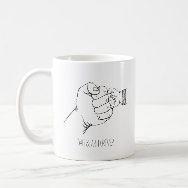 Taza De Café Fist Bump First Father's Day Mug - Regalo Personal (Izquierda)