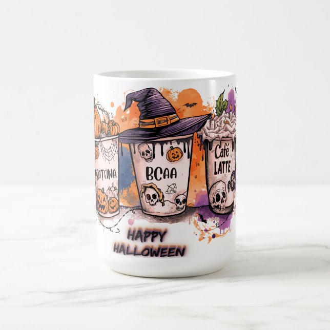 Taza De Café Fitness Halloween 🎃Protein, BCAA & Café Latte  (Centro)